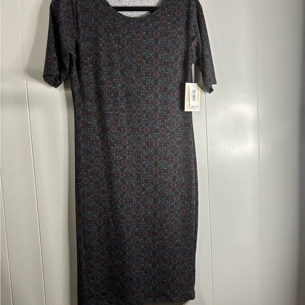 Elegant‎ Black Patterned Dress Medium